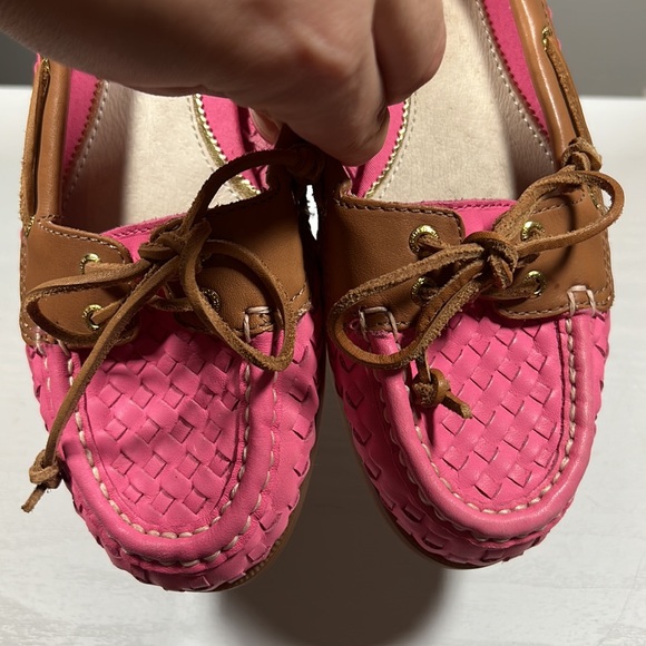 Sperry Top-Sider Audrey Woven Leather Boat Shoes in Pink/Brown 7.5 - Picture 2 of 12
